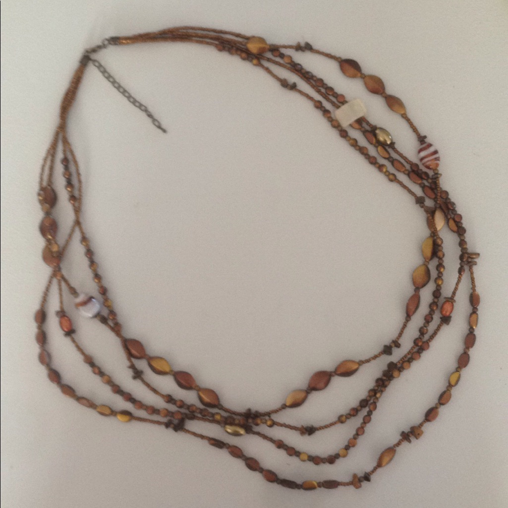 Necklace With 4 Strands Of Mixed Bronze Beads
